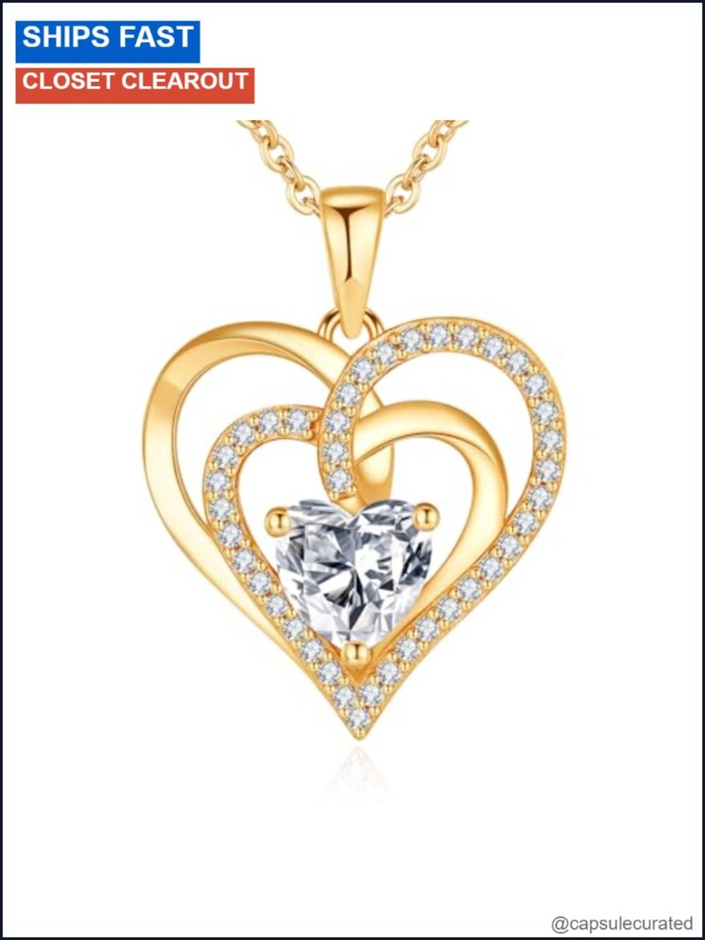 925 Sterling Silver Heart Pendant Necklace with Cubic Zirconia